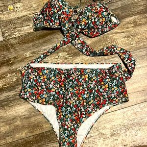 Two piece Green Floral Swimsuit